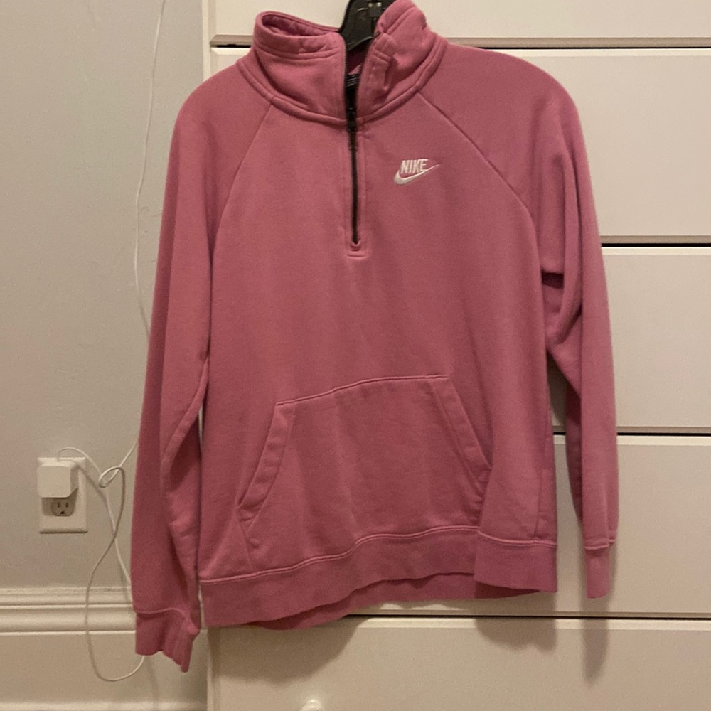 pink nike quarter zip sweatshirt